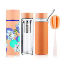 Everich Glass Water Bottle With Colorful Sleeve Custom Tea Cup with Bags